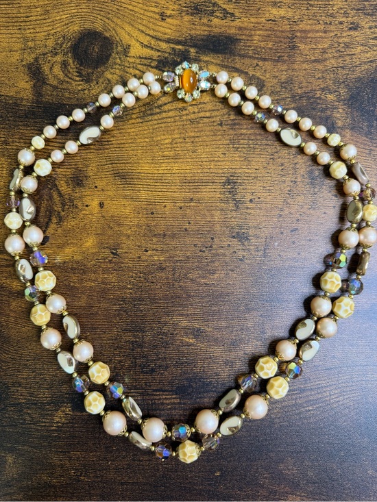 Marcel Boucher Jewelry - Boucher LeC Le Couturier Vintage Necklace Beaded Double Strand AB Crystal 1960’s